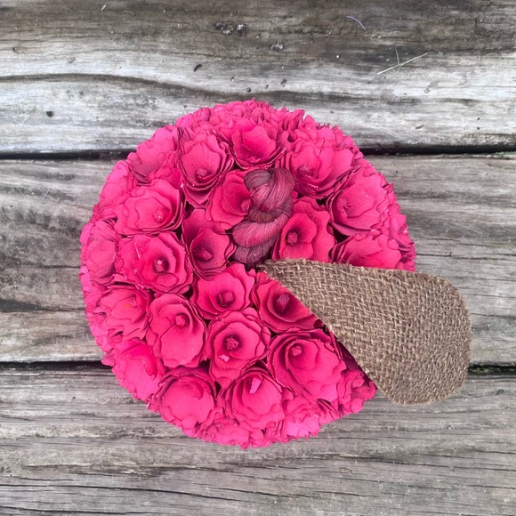 RED WOODEN FLORAL APPLE DECOR FARMHOUSE KITCHEN - Picture 2 of 7